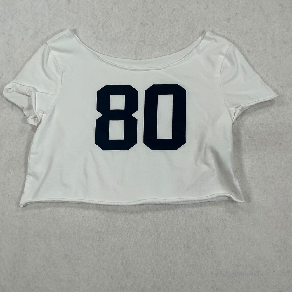 SHEIN Kids White Graphic 80 Sporty Crop Top Short Sleeve Size 8Y JIT29812389